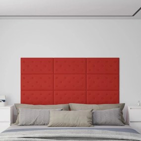Painel parede 12 pcs 60x30 cm couro art. 2,16 m² vermelho tinto