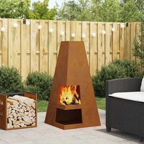 vidaXL Fire Pit Castanho 50 x 50 x 100 cm Aço corten
