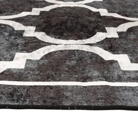 Tapete lavável antiderrapante 160x230 cm preto e branco