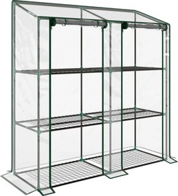 Outsunny Estufa de Jardim de 3 Níveis Estufa de Terraço para Cultivo de Plantas em Pátio 143x46x141/151 cm Transparente | Aosom Portugal