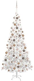 3077582 vidaXL Árvore Natal artificial pré-iluminada c/ bolas branco