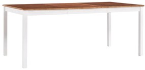 Mesa de jantar 180x90x73 cm madeira de pinho branco e castanho