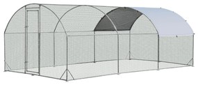 Galinheiro metálico grande 570 x 280 x 195 cm para aves domésticas galvanizada grande com cobertura impermeável e protetora solar Prateado