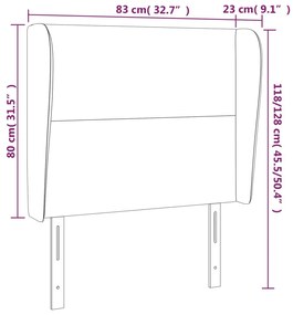 Cabeceira de cama c/ abas veludo 83x23x118/128 cm rosa