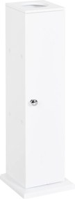 HOMCOM Armário de Casa de Banho Estreito com Orifício para Papel Higiénico e Prateleiras Estilo Moderno 19,5x19,5x65 cm Branco | Aosom Portugal