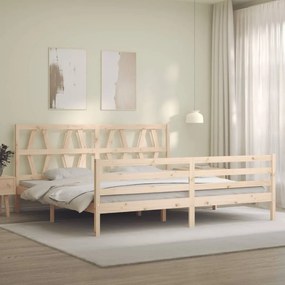 Estrutura de cama com cabeceira 200x200 cm madeira maciça