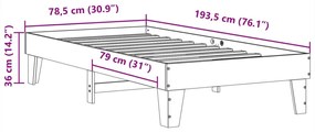 Cama sem colchão 75x190 cm madeira de pinho maciça