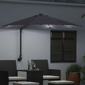 Parasol de Jardim Montado na Parede com LEDs Antracite, 248 cm