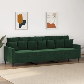 vidaXL Sofá de 3 lugares 210 cm veludo verde-escuro