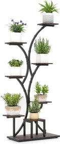 Suporte de 8 níveis para plantas com luzes de crescimento ajustáveis e temporizador 67 x 30 x 146 cm Castanho e preto