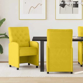 vidaXL Cadeiras de Jantar com Rodas 2 pcs Amarelo 58 x 67 x 97 cm