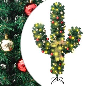 vidaXL Cato de Natal com suporte e LEDs PVC 210 cm verde