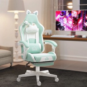 Cadeira Gaming com Orelhas Cadeira Gamer Reclinável com Altura Ajustáv
