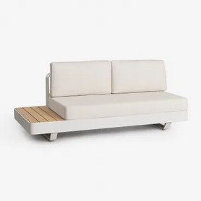 Sofá Modular De Jardim De 2 Lugares Em Alumínio Com Mesa Auxiliar Esquerda Em Madeira De Teca Yarilo Bouclé Cores Naturais - Sklum