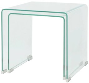 Conjunto mesas de encastrar 2 pcs vidro temperado transparente