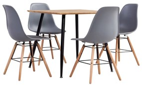 vidaXL 5 pcs conjunto de jantar plástico cinzento
