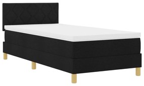 Cama Box Spring com Colchão Preta 90x200 cm Tecido