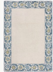 Tapete de lã tufado à mão de pelo curto Myla Floral Frame