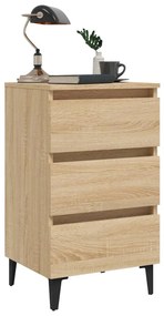 Mesa de cabeceira c/ pernas de metal 40x35x69cm carvalho sonoma