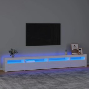 Móvel de TV com luzes LED 270x35x40 cm branco brilhante