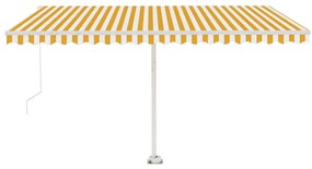 Toldo retrátil manual com LED 400x300 cm amarelo e branco