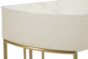 MESA CONSOLA SHARON 100X40X75 CM BRANCA E DOURADA