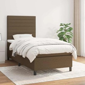 vidaXL Cama com molas/colchão 90x200 cm tecido castanho-escuro