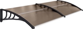 Marquise para Portas e Janelas 195x75 cm  Marquise com Proteção para Sol e Chuva com Painéis de Policarbonato Castanho