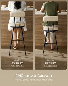 Conjunto de 2 bancos de bar em couro sintético 54 x 54 x 91 cm Coleção EKHO  branco creme