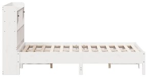 Cama com estante sem colchão 135x190 cm pinho maciço branco