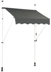 Toldo retrátil manual 150x125 cm altura ajustável 2-3 m sem perfuração metal e tecido para janela varanda ou jardim verde