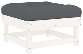 Apoios de pés p/ jardim c/ almofadões 2 pcs pinho maciço branco