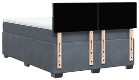 Cama com molas/colchão 160x200 cm veludo cinzento-escuro