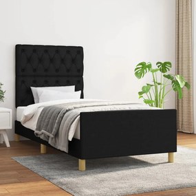 Estrutura de cama sem colchão 80x200 cm tecido preto