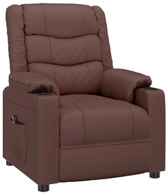 Poltrona reclinável elétrica couro artificial castanho