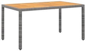vidaXL Mesa de jardim 150x90x75cm madeira de acácia e vime PE cinzento