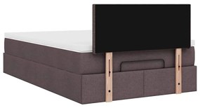 Estrutura de cama otomana com colchão 120x190cm castanho escuro