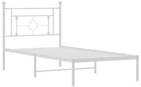 Estrutura de cama com cabeceira 90x190 cm metal branco