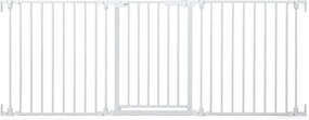 Barreira de segurança para crianças ou animais com 3 painéis metálicos 74,5-198 x 74,5 cm, bloqueio duplo e abertura bidirecional, branca