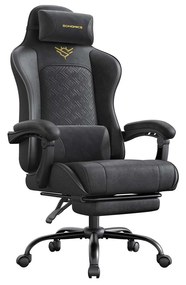 Cadeira ergonómica gaming/escritório com apoio para os pés e almofada de molas Preta
