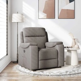 vidaXL Poltrona reclinável tecido cinzento-acastanhado