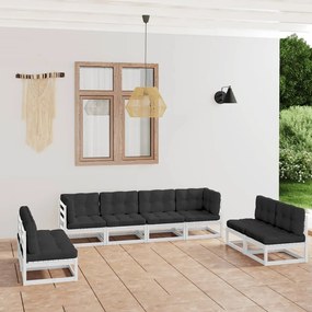 vidaXL 8 pcs conjunto lounge de jardim com almofadões pinho maciço