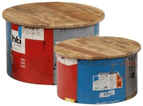 vidaXL Mesas de centro 2 pcs madeira mangueira maciça