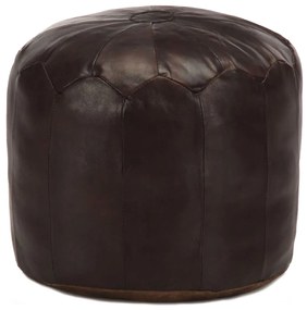 vidaXL Pufe 40x35 cm couro de cabra genuíno castanho-escuro