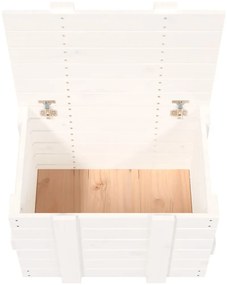 Caixa de arrumação 58x40,5x42 madeira de pinho maciça branco