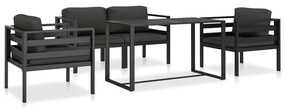 vidaXL 5 pcs conj. sofás de jardim com almofadões alumínio antracite