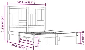 Estrutura de cama casal 135x190 cm madeira maciça