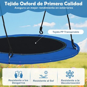 Baloiço em forma de ninho redondo para exterior com luz LED de 8 modos, diâmetro de 100 cm, cordas ajustáveis, capacidade de 300 kg, para crianças a p