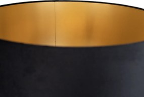 Candeeiro de pé dourado com abajur preto e interior dourado 50cm - Linden