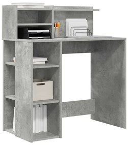 Mesa com Armazenamento Cinza Concreto 90x48x101.5 cm Madeira Derivada